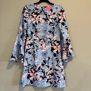 Lilly Pulitzer Kayla Sheath Mini Dress Floral Long Flare Sleeve 4